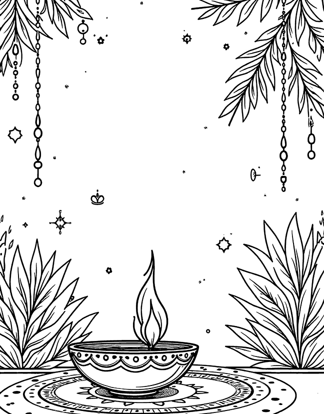 Diwali festival coloring page